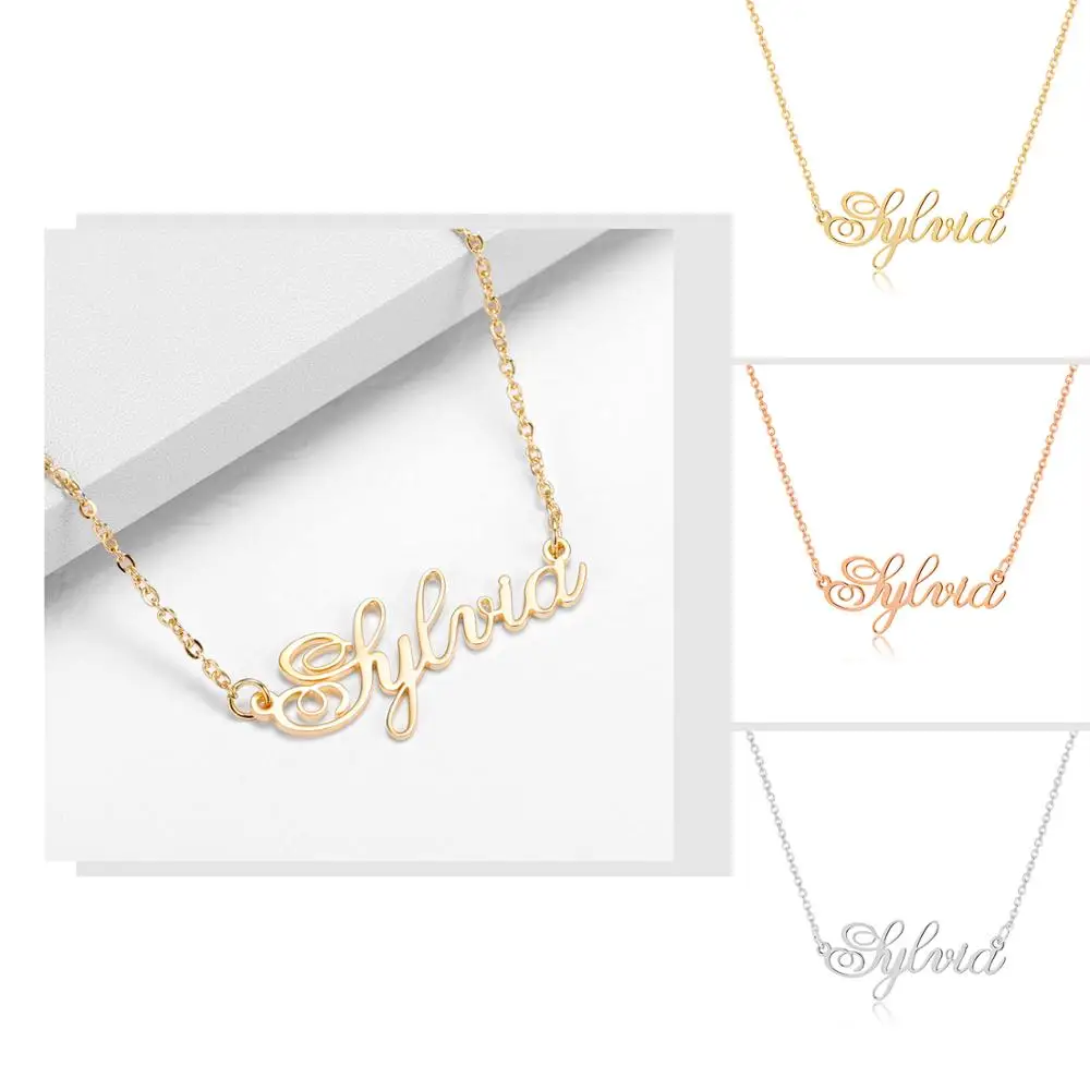 MIDIY Customized Name Necklace Sterling Silver 925 Name Pendant Necklaces For Women Hanmade Personalized Jewelry Gift For Women