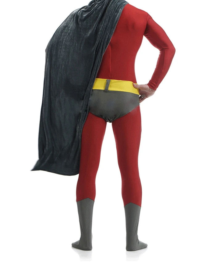 Man Superhero Cosplay Costume Spandex Zentai Bodysuit for Halloween Cosplay suit with Cape