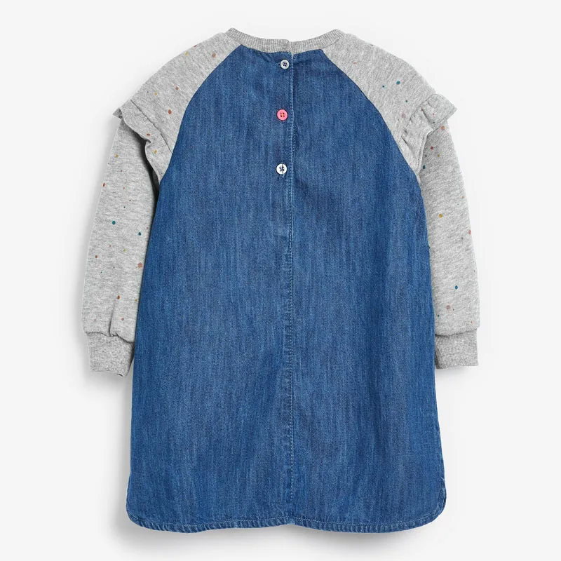 Merk Kwaliteit Terry Katoen Denim Jean Kinder Kleding Prinses Casual Jurken Voor Meisjes Baby Meisje Kleding Jurk Eenhoorn