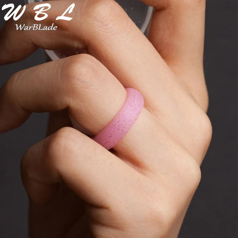 7pcs/set Hypoallergenic Crossfit Flexible Glitter Silicone Finger Ring Food Grade FDA Silicone Ring 5.7mm For Men Women Wedding