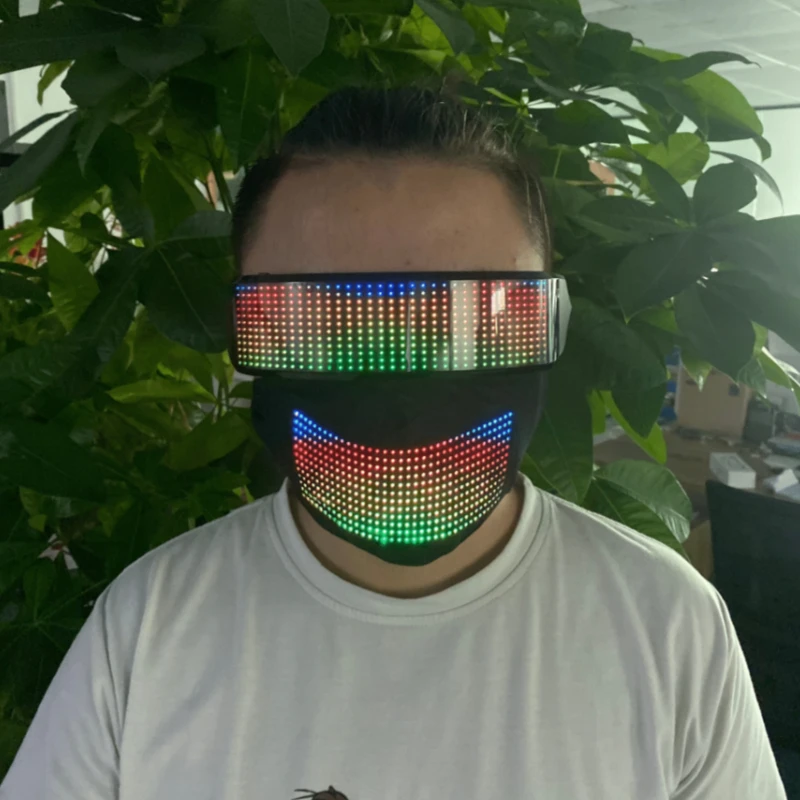 Fashion Light-emitting Mask Mobile Phone Editing Pattern Display Cotton Mask LED Bluetooth Glowing Mask Costume Mask