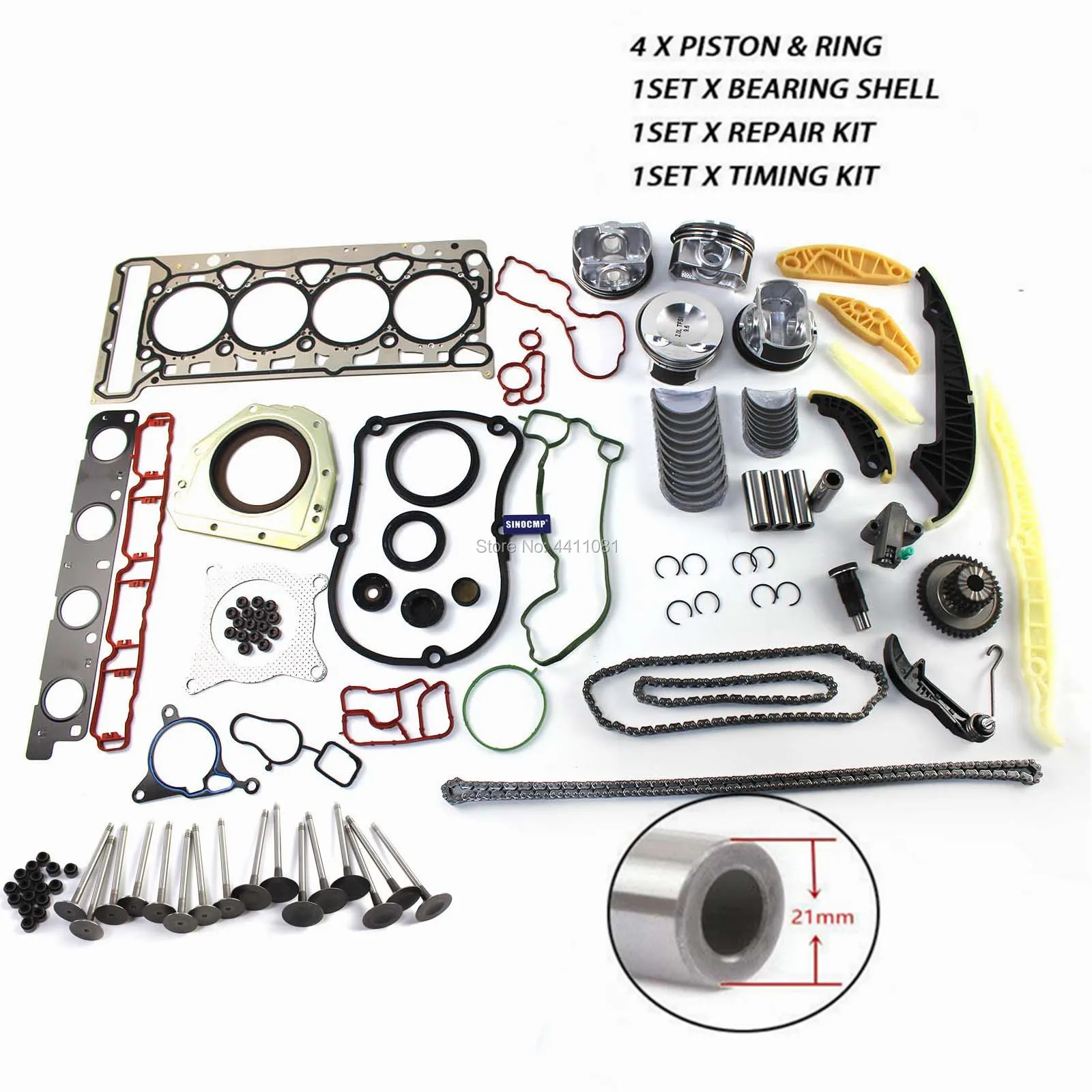 

Repair Kit Engine Cylinder Head Gasket For VW GTI Audi A3 A4 A5 A6 Q5 Passat Tiguan 1.8TFSI 2.0TFSI DOHC 16V EA888 Pin 21mm 23mm