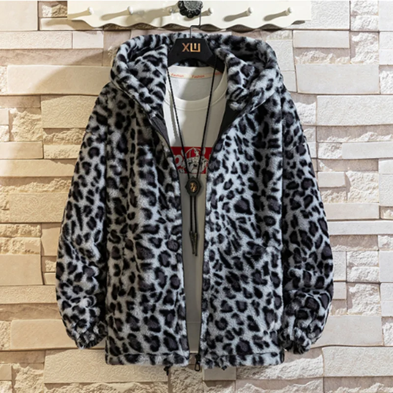 Fashion New Warm love Winter Jacket Men coat woman Hooded faux Fur Leopard Casual Slim Parka Men\'s Winter Coat