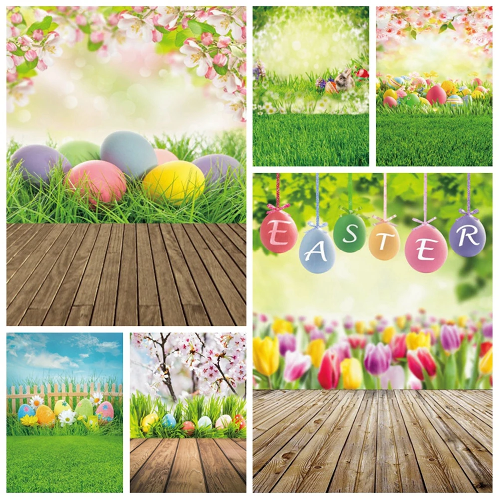 

Spring Flower Easter Egg Wood Rabbit Baby Photography Backdrop Vinyl Photographic Background For Photo Studio Photophone Shoot