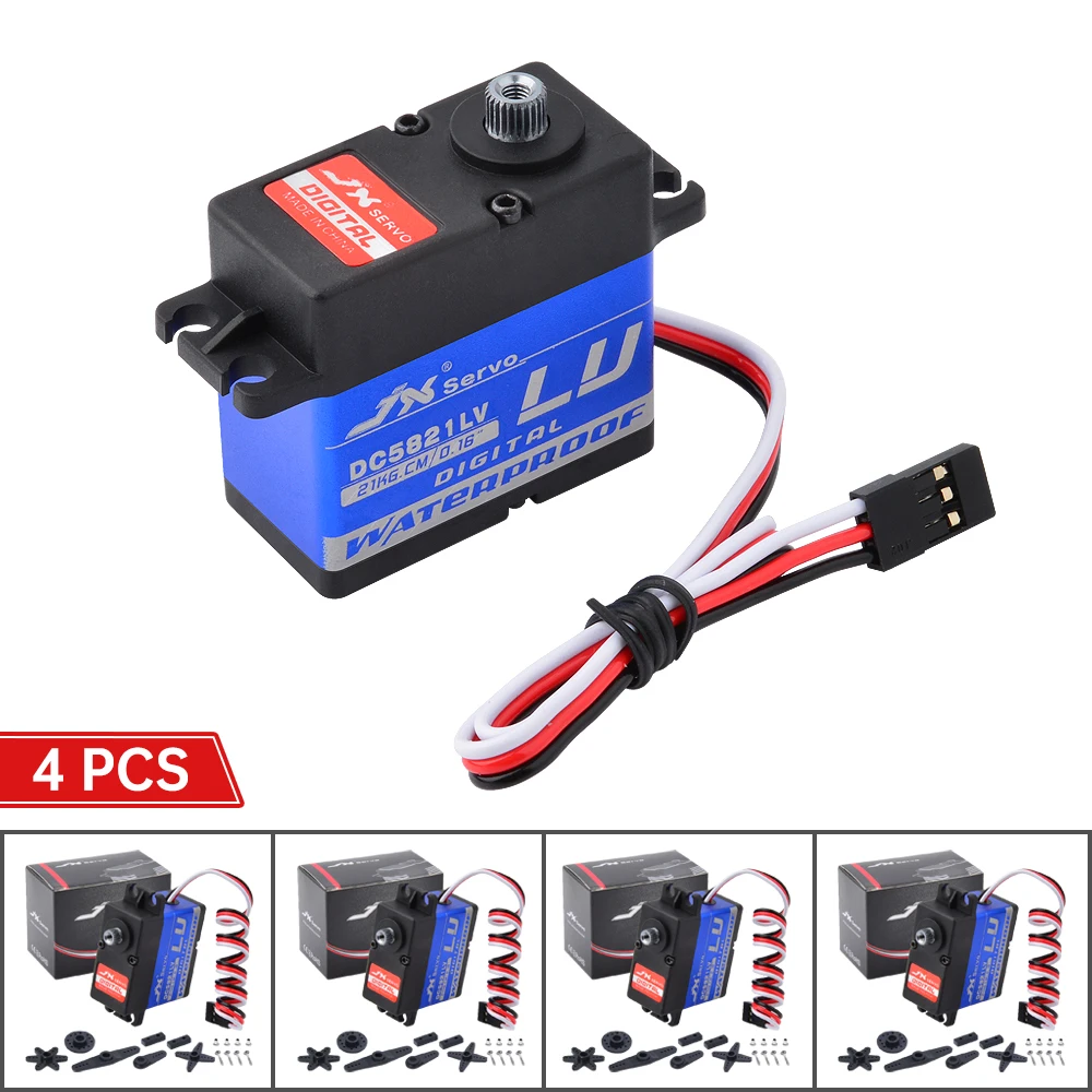 

4pcs JX DC5821LV 21.8KG Full Waterproof Digital High Quality Servo For RC Car Crawler TRX4 Baja Boat Robot Arm