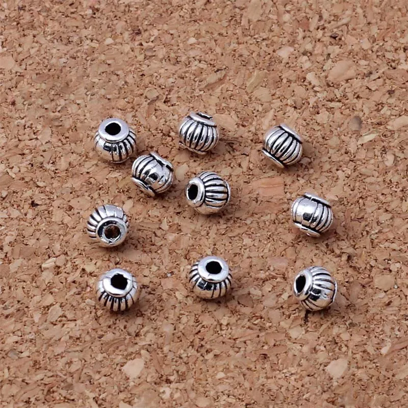 50pcs/Lot Pretty Pumpkin Shape Small Metal Loose Beads 5mm Antique Silver Gold Color Bracelets Spacer Beads DIY Jewelry Findings