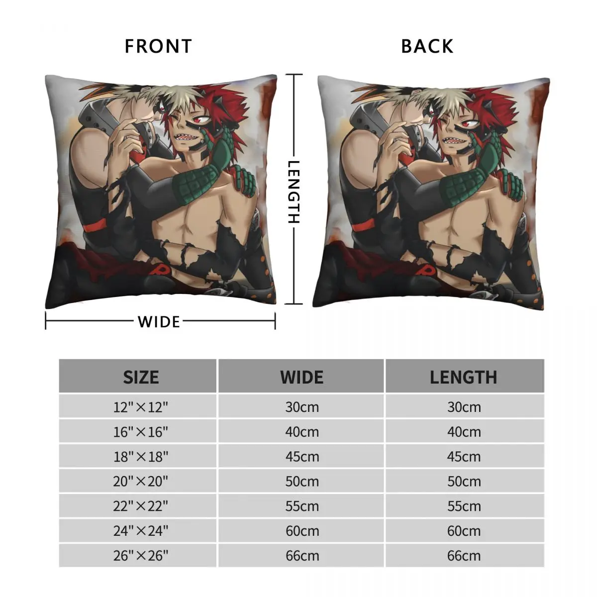 Katsuki Bakugou Eijiro Kirishima Square Pillowcase Polyester Linen Velvet Printed Zip Decor Room Cushion Case