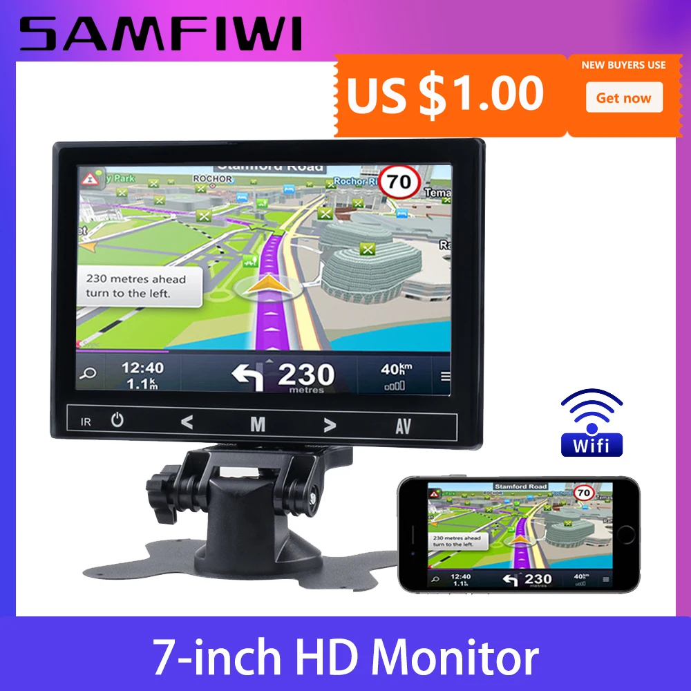 

7" LCD HD Wireless Car Headrest Monitor HDMI/VGA/AV/USB/SD TV&PC 2 Channel Video Input Security Monitor DVD player With Speaker