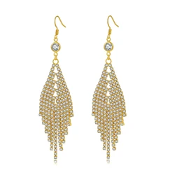 SDA Luxury Big Long Tassel Dangle Drop Earrings for Women Crystal Rhinestone Korean Dinner Party Wedding Jewelry Drop Shipping