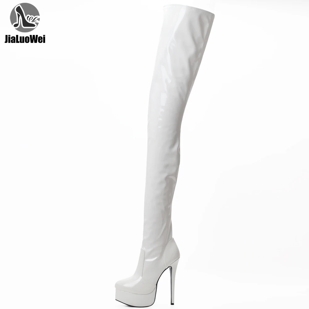 

JIALUOWEI Size 36-46 Unisex Over The Knee Thigh High Heel Stiletto Platform Stretch Boots