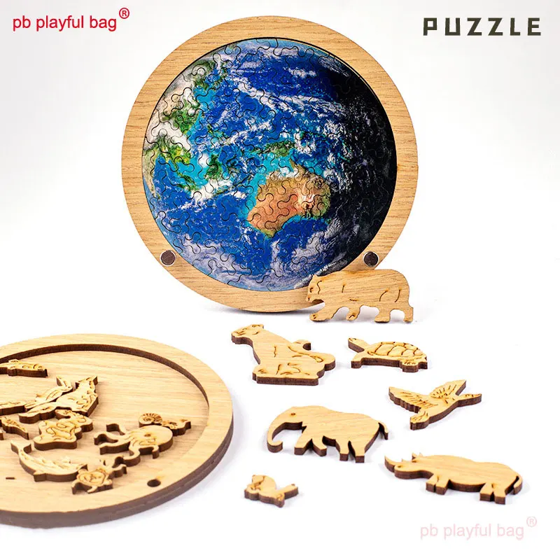 PB Playful Bag Irregular wooden special-shaped puzzle with high difficulty Little earth Children's educational toys gift UG148