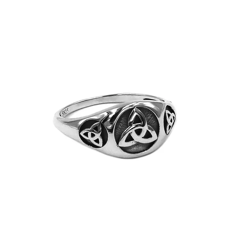 Fashion S925 Sterling Silver Celtic Knot Ring Claddagh Irish Jewelry Norse Viking Wedding Ring for Women Girls SWR0944