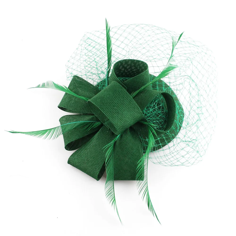 Frauen Fascinator Hut Nachahmung Sinamay Feder Tee Party Pillbox Blume Derby Milli nery Kirche Cocktail Kopf bedeckung neues Design – Detail 25