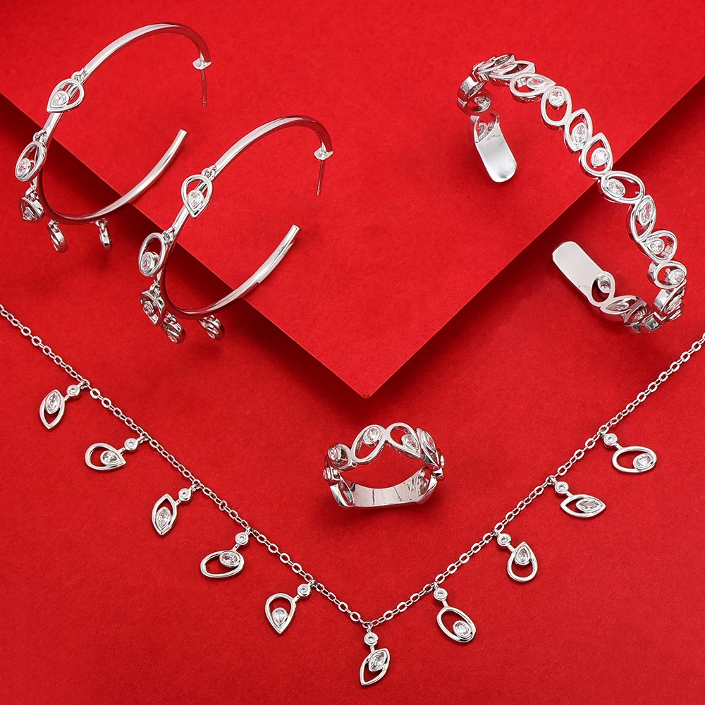 

Missvikki New Trendy BOHO Style Cute Necklace Bangle Earrings Ring Jewelry Sets For Women Wedding High Quality New Dubai Style