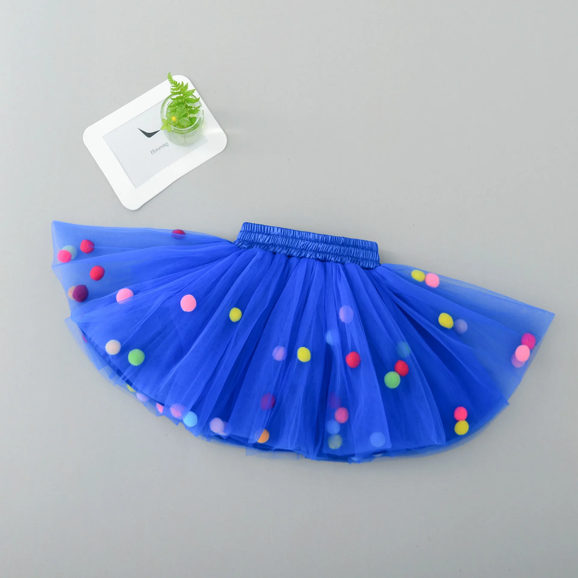 Baby Girls Tutu Skirts Kids Elastic Waist Pettiskirt Girl Princess Tulle Skirt Colorful Pompom Skirts Children Clothing