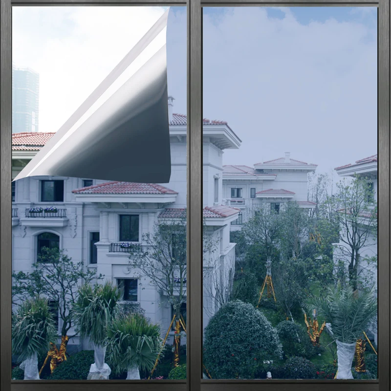 SUNICE 4 Color Static Cling Window Film No Glue Glueless Solar Tint Film One Way Mirror Reflective Vinyl Home House Privacy Film