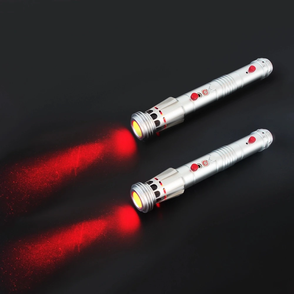 

YDD Darth Maul Lightsaber Double Handles 2 Blades With One Connector RGB 16 Color Changing Heavy Dueling Metal Hilt Pc Blad