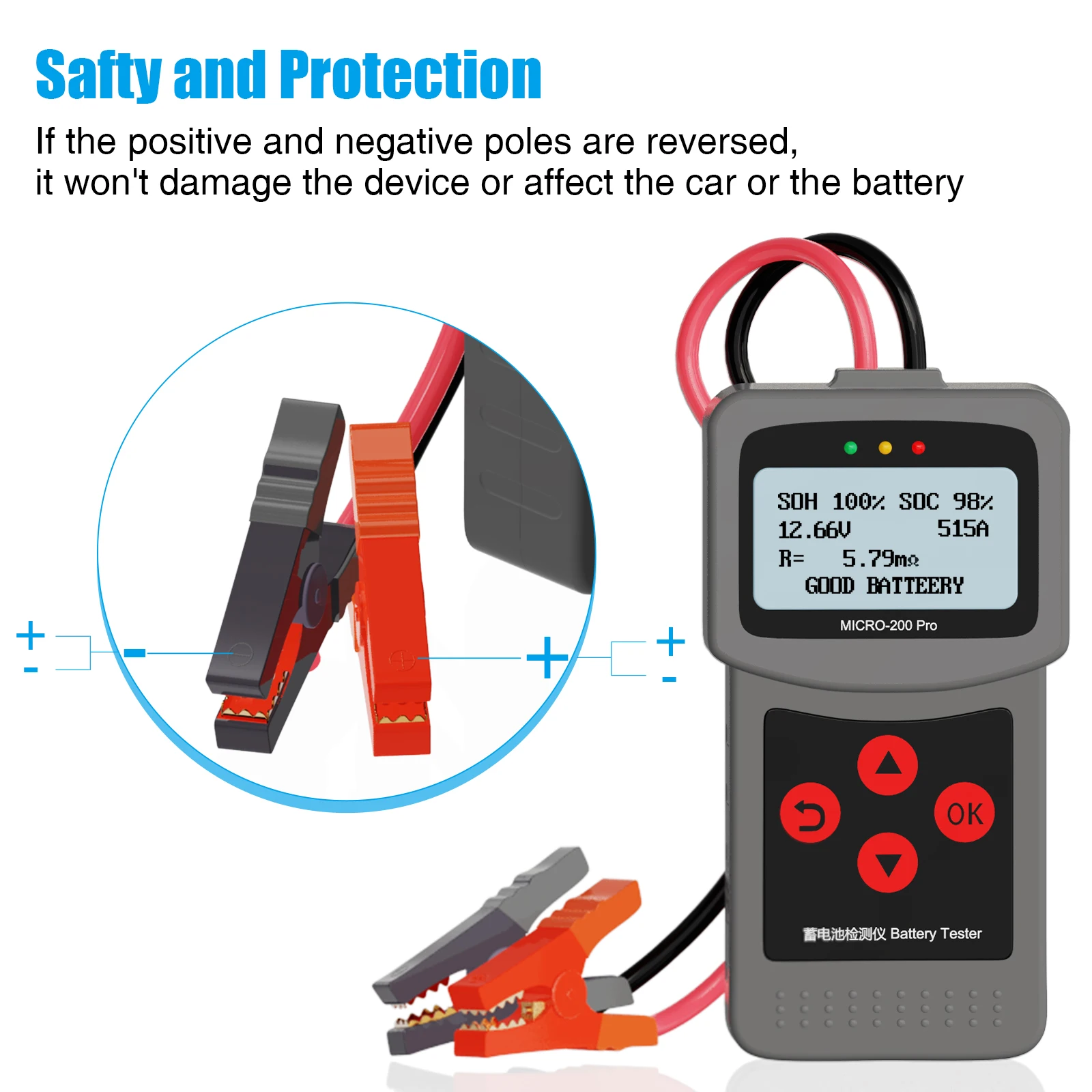 Lancol Micro200Pro 12V 24V Auto- und Motorrad-Batterietester 40 bis 2000CCA Startstrom- und Lade-Batterie-AGM-Gel-Kapazitätsanalysator-Werkzeuge – Detail 8