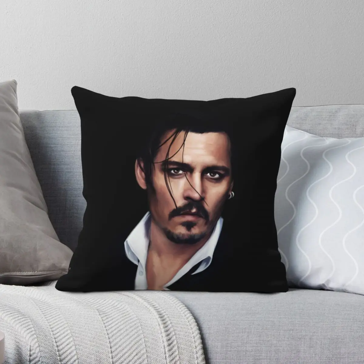 Johnny Depp Square Pillowcase Polyester Linen Velvet Printed Zip Decorative Throw Pillow Case Car Cushion Cover