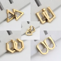 MEYRROYU-Mini pendientes geométricos de acero inoxidable para hombre y mujer, aretes de 3 colores, 2021 argolla de moda, joyería de fiesta