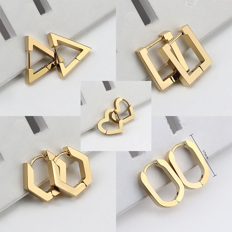 MEYRROYU Stainless Steel 3 Color Mini Geometric Earrings 2021 Trendy Hoop Earrings For Women Men Fashion New Gift Party Jewelry