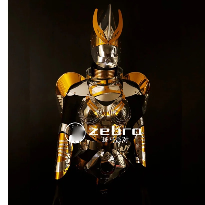 Future technology  Golden armor nightclub gogo costume space warrior cosplay party costume