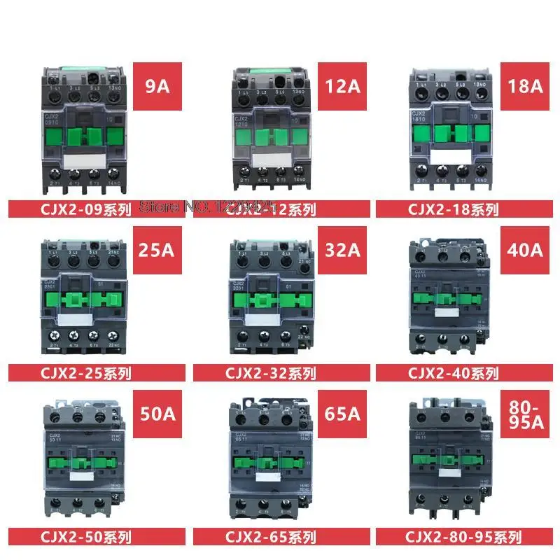 Silver Contact LC1-D CJX2 220V Single Phase 380V 3 Phase CJX2-0910 CJX2-1210 CJX2-1810 CJX2-2510 AC Contactor