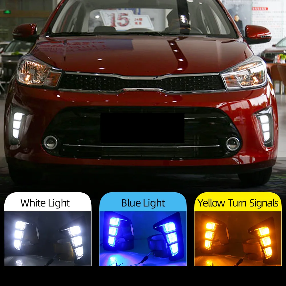 Car Flashing 1 Pair LED Daytime Running Lights Daylight Fog Lamp Signal Lamp DRL For KIA PEGAS Soluto 2018 2019 2020