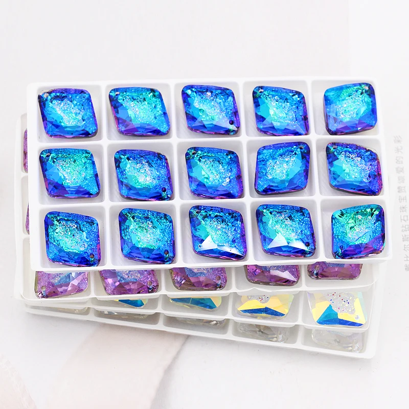 Beautiful Colorful Rhombus Shape K9 Glass Crystal Rhinestone necklace pedent Applique for Craft  Beads DIY Jewelry Decoration
