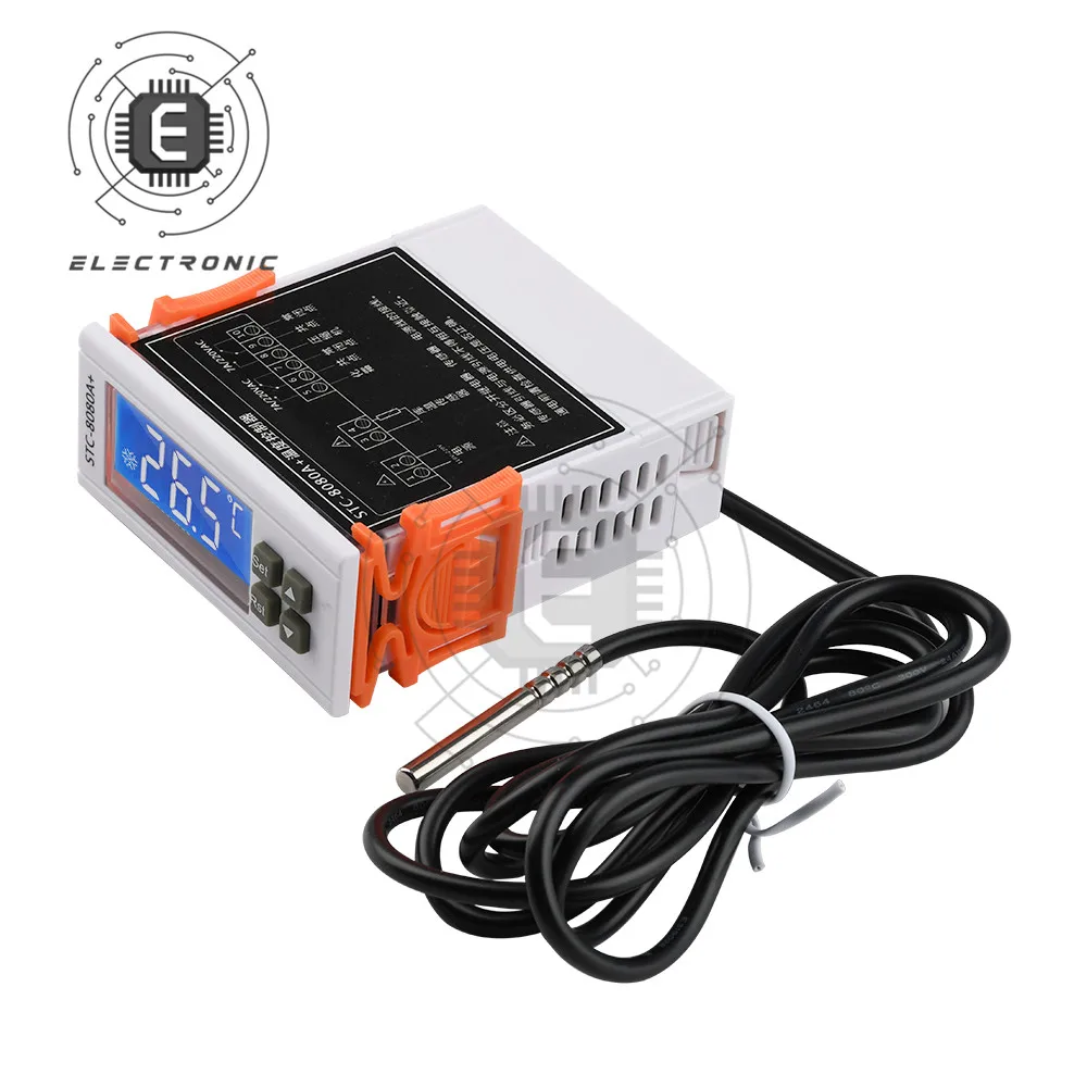 DC12/24V AC110V-220V STC-8080A+Refrigeration Timing Defrosting Intelligent Digital Temperature Controller Thermostat Tester