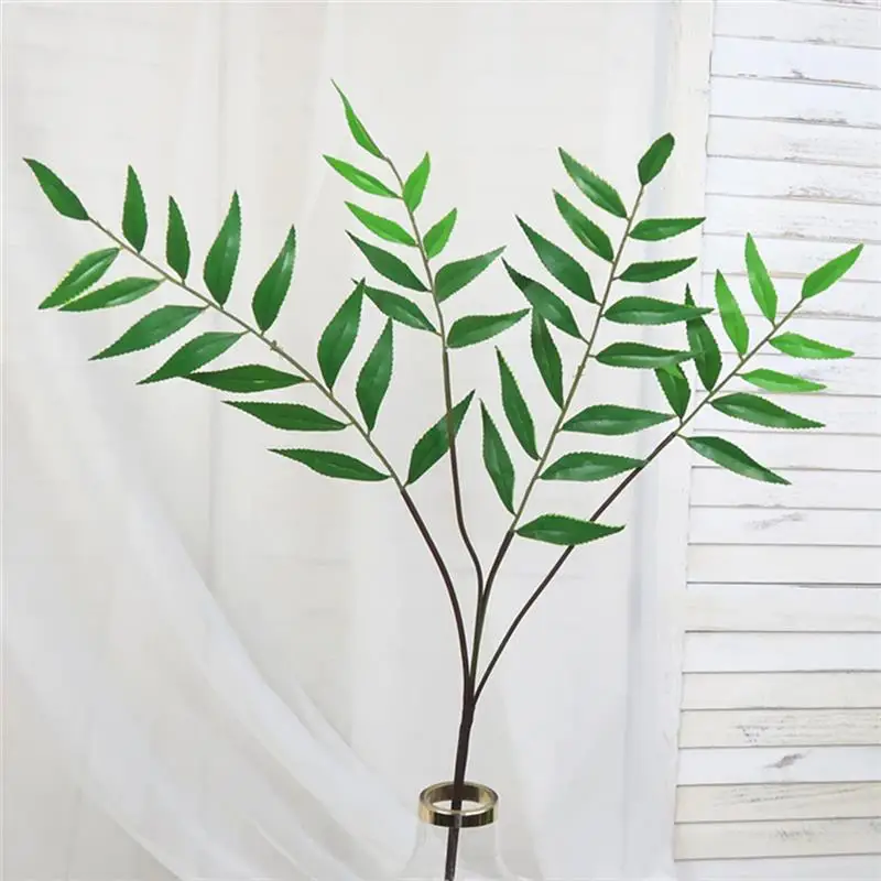 4 Branches Green Artificial Plants For Garden Bushes Fake Leaves Faux Plant For Home Pary Wedding Shop Decoration