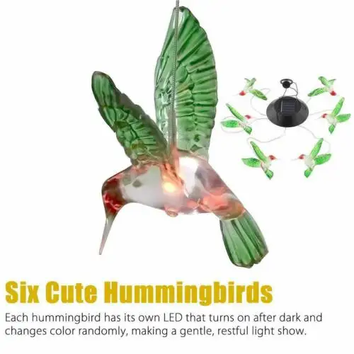 Color-Changing Outdoor LED Solar Lamp Birds Wind Home Garden Decor Solar Light Solar Powered Wind Chime Light