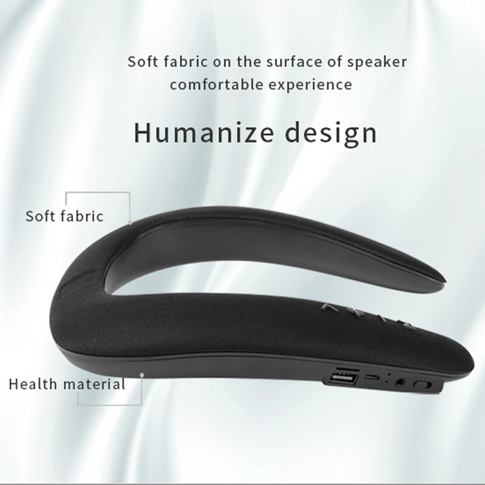 HS Bluetooth Neck Speaker Column Wireless Speaker Handfree Neckband Loudspeaker With Bass FM SD Card Slot With Micphone For Game