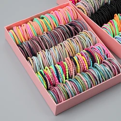 Neue 100 teile/los Haar Zubehör Mädchen Candy Farbe Elastische Gummiband haarband Kind Baby Stirnband Scrunchie Haar Zubehör