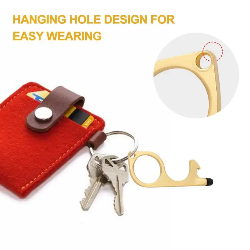 Elevator Button Contactless Tool Anti Contact Safety Door Opener No Touch Bress Key Opener Kits Non-contact Door Handle Keychain