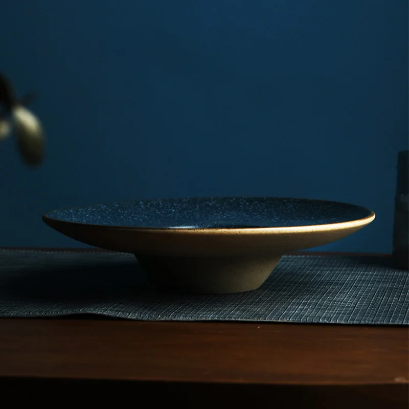 KINGLANG Ceramic Pasta Plate Golden Steak Plate American dessert dish family western-style food dish steak dish