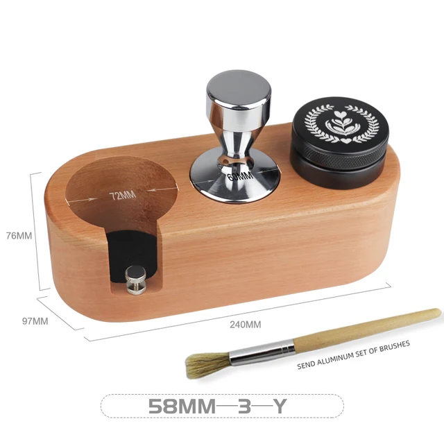 

Coffee press holder Handle holder solid wood powder hammer cloth powderer 51/58MM powder presser 51mm coffee machine handle base