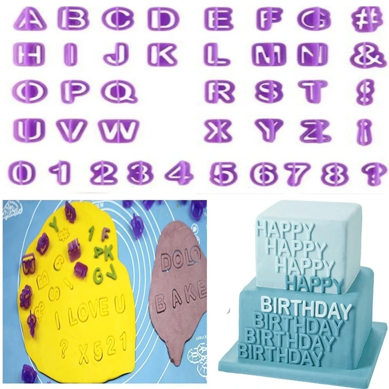 40pcs/set Alphabet Cake Molds Figure Plastic Letter Fondant Mold Cookie Cutter Number Cake Mould Baking Decorating Tools Pastry