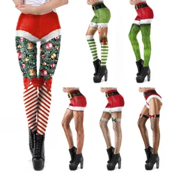 VIP FASHION Christmas Belt Leggings Gift autunno inverno Festival Legging donna 3D Stripe Sexy Leggins Skinny a vita alta