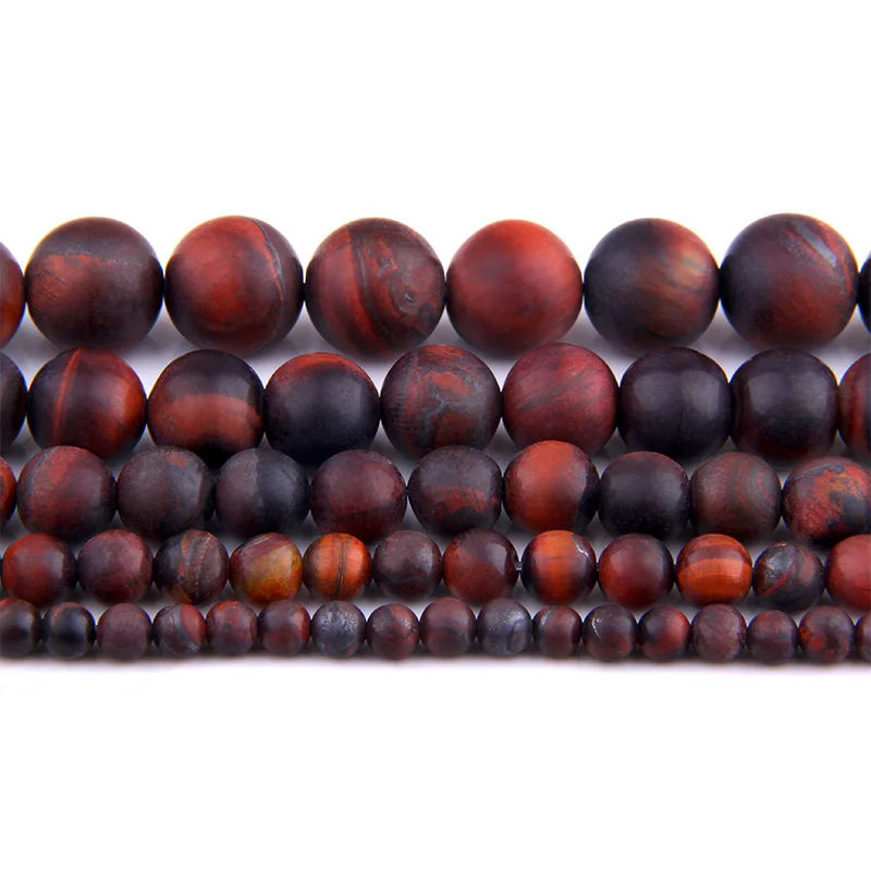 6 8 10 12mm Matte Gem Stone Red Tiger Eye beads Natural Stone Round Spacer loose Beads For jewelry Making Bracelet Necklace gift