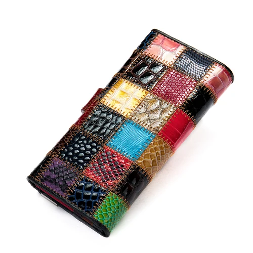 Imagen 2 del producto WESTAL-cartera de cuero para mujer, monedero bohemio, monedas y tarjetas, bolso de mano largo, muñequera