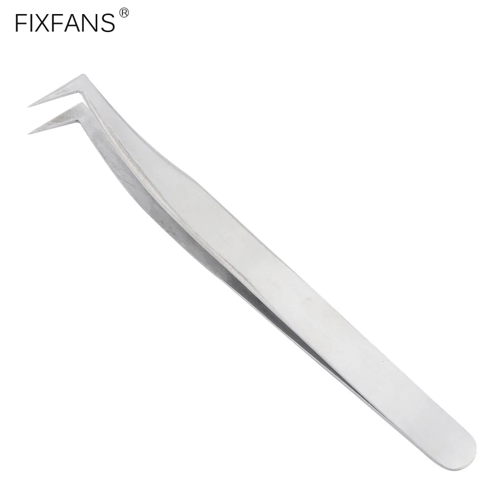 L Shape Stainless Steel Precision Curved Pointed Tweezers for Volume Eyelash Extension