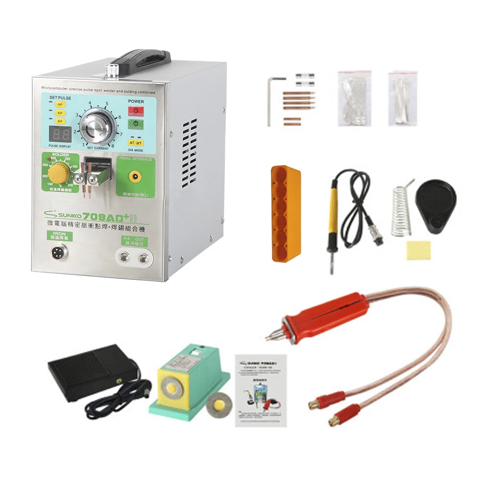 SUNKKO 709AD + بطارية بقعة لحام 3.2KW الاستشعار التلقائي نبض لحام بطارية ليثيوم حزمة النيكل قطاع ماكينة لحام نقطي
