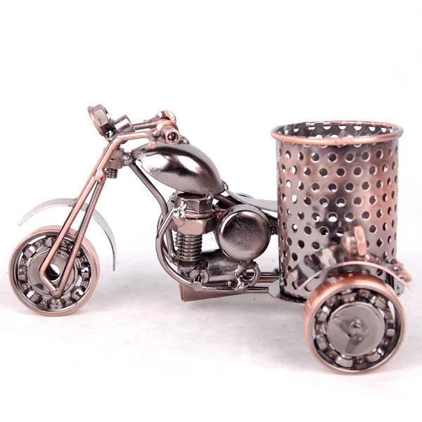 Creative Pen-Holder Motorcycle Model Iron Metal Art Home Office Decoration Desk Organization Storage Box Stationery