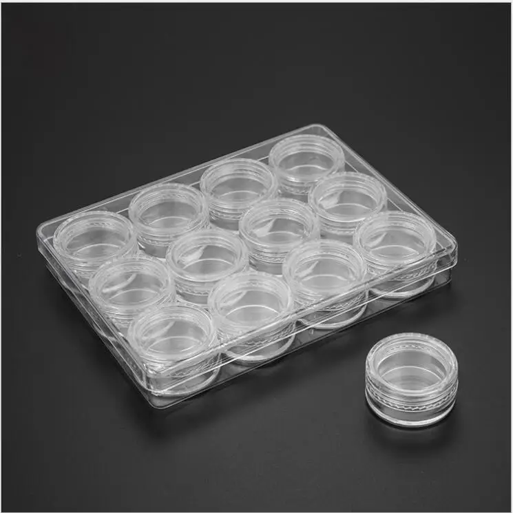 

5gx12 clear plastic bottle pot jar tin for eye serum essence sample cream eye shadow powder art nail skin care cosmetic packing