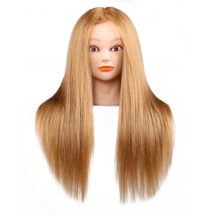 Cabeza de práctica de peluquería, modelo de muñeca para práctica de peluquería, peinado teñido, trenzado, corte rizado, cabeza de maniquí, 80% cabello humano