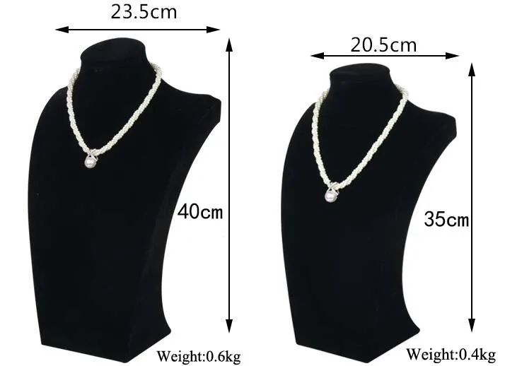 Classic Necklace Stand Jewelry Necklace Pendants Holder Neck Bust Showcase Black Model Mannequin Display Jewelry Organizer Shelf