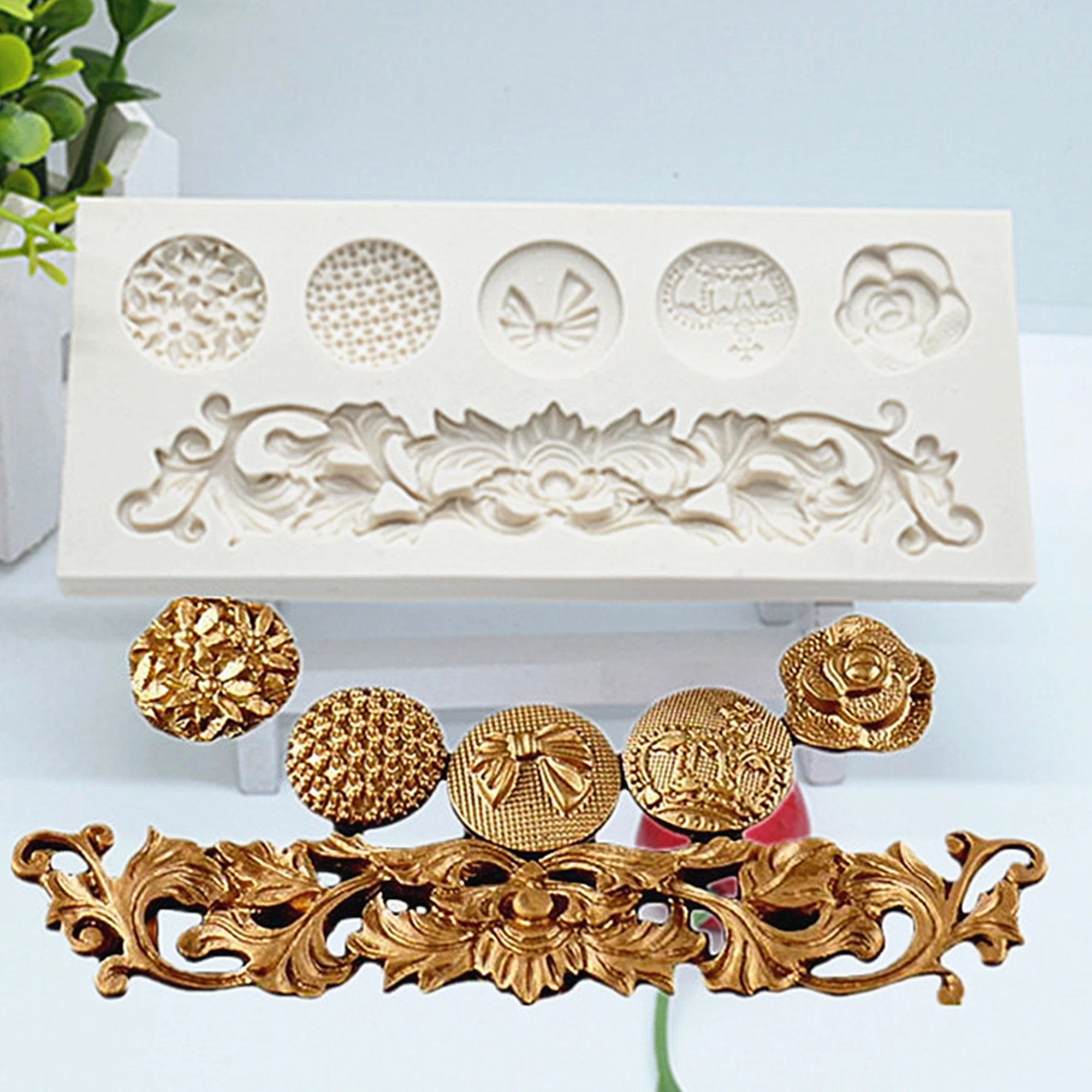 Flower Button Lace Silicone Mold For Baking Fondant Cake Decorating Tools Gumpaste Sugarcraft Chocolate Bakeware Tools M792