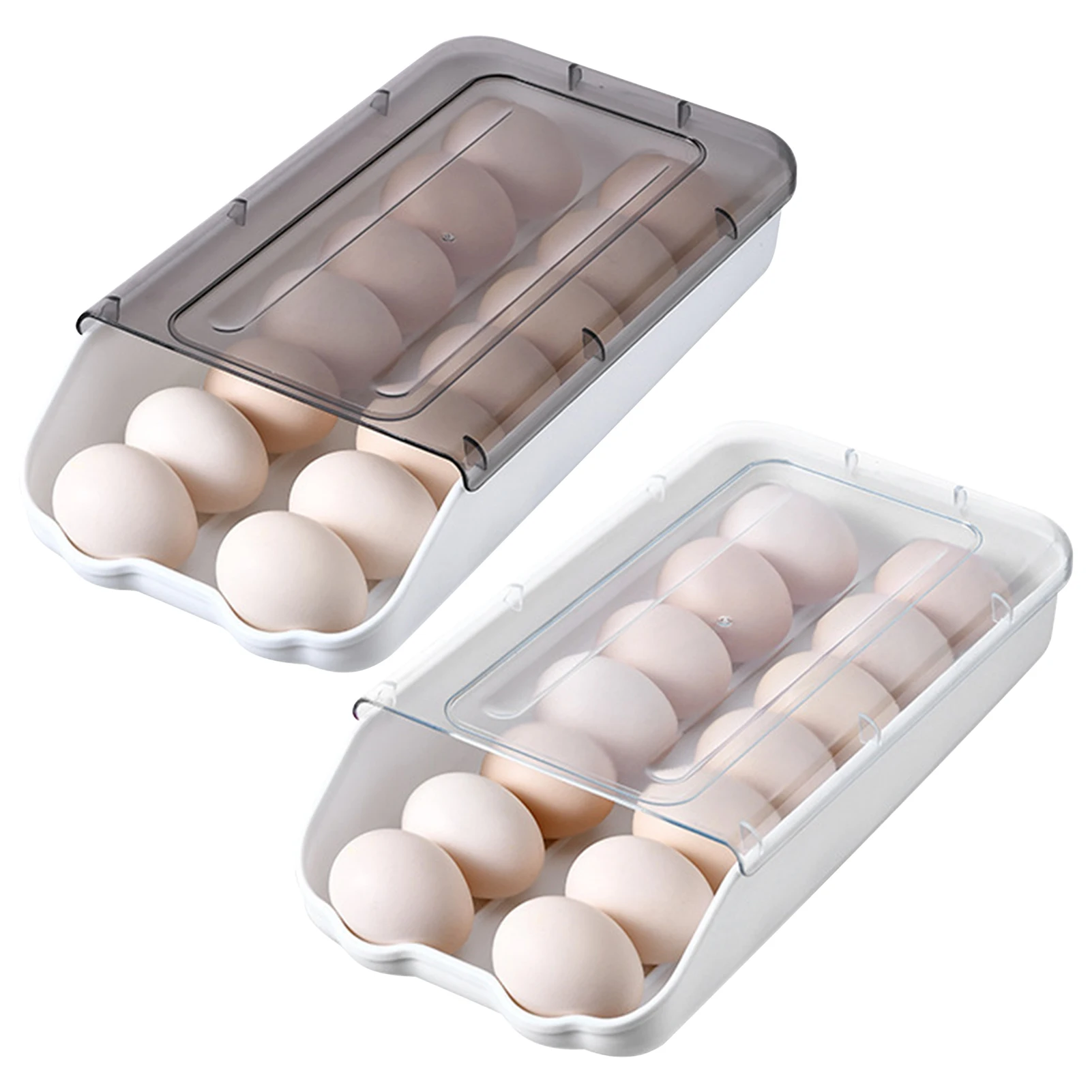 

New High-quality Automatic Rolling Egg Storage Rack Stackable Design Egg Tray Containers Refrigerator Fresh Box Kitchen Tools