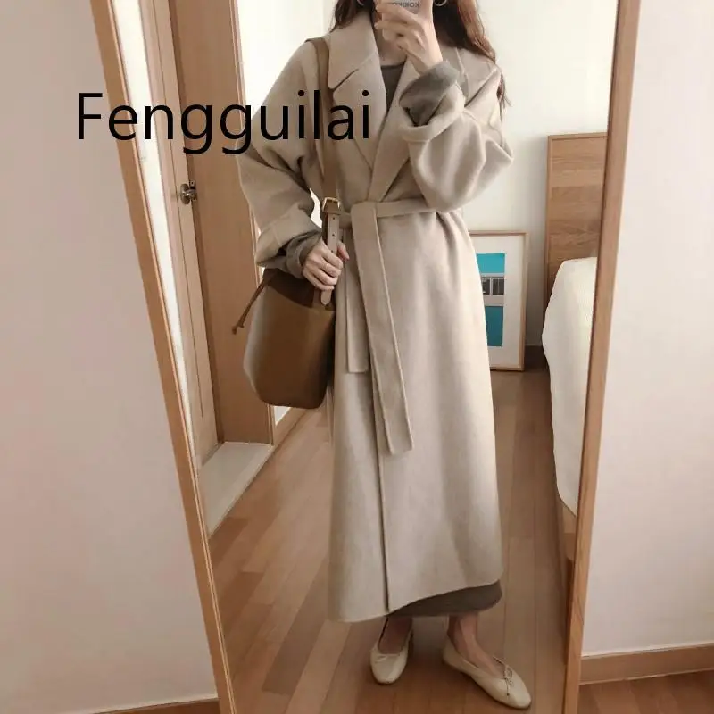 

Women Korean Winter Long Overcoat Outwear Coat Loose Cardigans Long Sleeve Manteau Femme Hiver Elegant